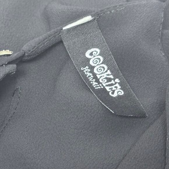 Cookies Hawaii Black Chiffon Tiered A-Line Halter Long Dress Back Keyhole Sz L - Picture 5 of 11